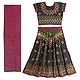 Black Tie and Dye Cotton Lehenga Choli and Red Dupatta with embroidery and Elaborate Bead, Sequin and Mirror Work