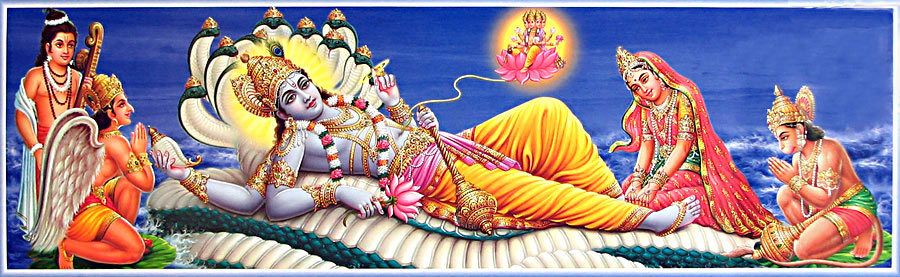 Why is Lord Vishnu mostly in the sleeping posture, however every other god  is usually seen sitting? - Quora